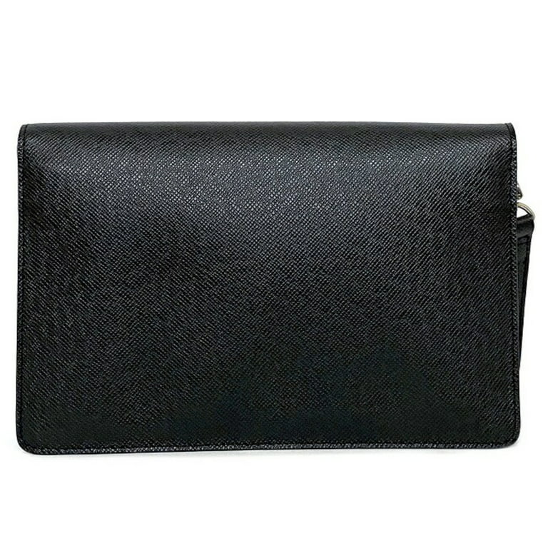 Authenticated Used Louis Vuitton Second Bag Veraia Black Ardoise Taiga  M32592 Leather CA1152 LOUIS VUITTON Clutch Flap Men's Circle 