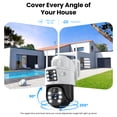 thumbnail image 6 of Xorlink 4K/8MP Solar Security Camera, 360° View Wireless Outdoor Camera, Waterproof PIR Detection, Rechargeable Battery Powered Home Dual Lens Surveillance Camera with Color Night Vision 2-Way Audio, 6 of 11