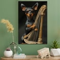 thumbnail image 2 of Manchester Terrier Cute Dog Harp Stretched Canvas Size 8x12 – Retro Manchester Terrier Dog Batter in Action With Harp for Themed Living Room, 2 of 5