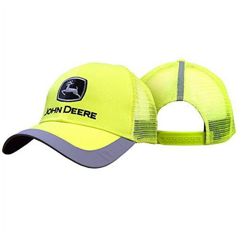 John Deere Neon Yellow Mesh Cap, One Size, Baseball Trucker Hat