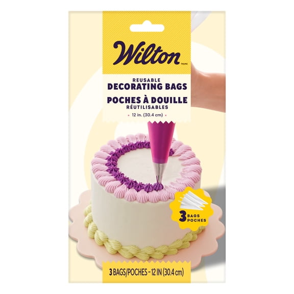 Wilton 12-inch Reusable Piping Bags for Cake Decorating, 3-Count, Durable Silicone