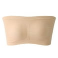thumbnail image 2 of Women Strapless Bandeau Bra Seamless Bralettes Ladies Stretchy Chest Wrap Bandeau Crop Tube Top Removable Padding Bra,Beige 4XL, 2 of 7