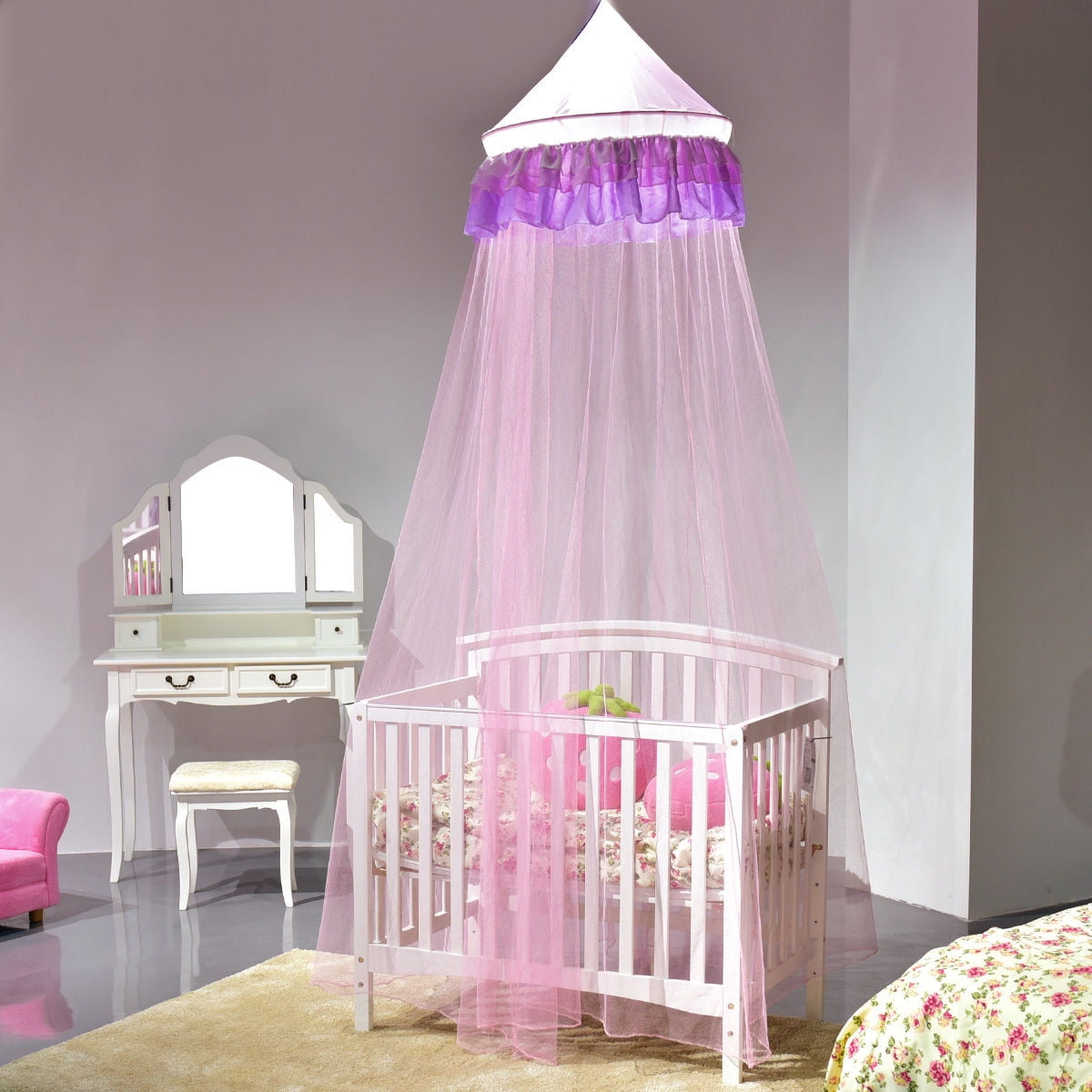 Lace Bed Mosquito Netting Mesh Canopy Princess Round Dome Bedding Net MultiColor 