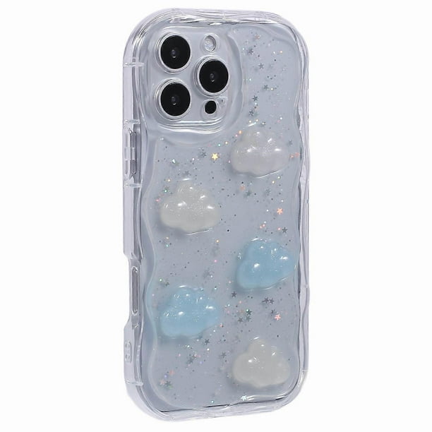 For iPhone 16 Pro Max Case Epoxy TPU 3D Pattern Anti-Fall Phone Cover - Cloud