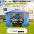 thumbnail image 5 of COBIZI 12x12 Pop-up Gazebo Screen Canopy with 5 Sidewalls and Mosquito Nettings for Camping, Tent Instant Screened House with Carrying Bag and Ground Stakes, Blue(Upgraded), 5 of 9