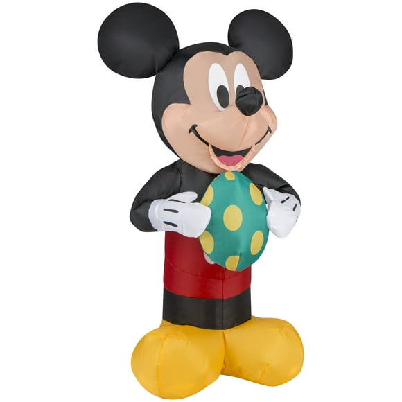 Gemmy Airdorable Airblown Inflatable Easter Mickey Mouse w/Egg Disney, 1.5 ft Tall, Black