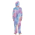 thumbnail image 3 of Soft Big Kids Onesie Pajamas Cozy Loose-Fit Jumpsuits for kids with Pockets for Christmas Lounge & Play Watercolor Powder Blue Pattern, 3 of 8