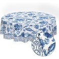 thumbnail image 6 of White and Blue Porcelain Waterproof Fabric Tablecloth, Rectangle Watercolor Wrinkle Oil-Proof Resistant Table Cover for Dining Table, Buffet Parties and Campin,(60" inch Round), 6 of 6