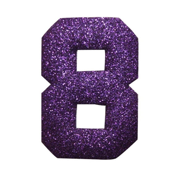 ID 8638 Shiny Number 8 Eight Patch Glitter Metallic Symbol Iron On Applique