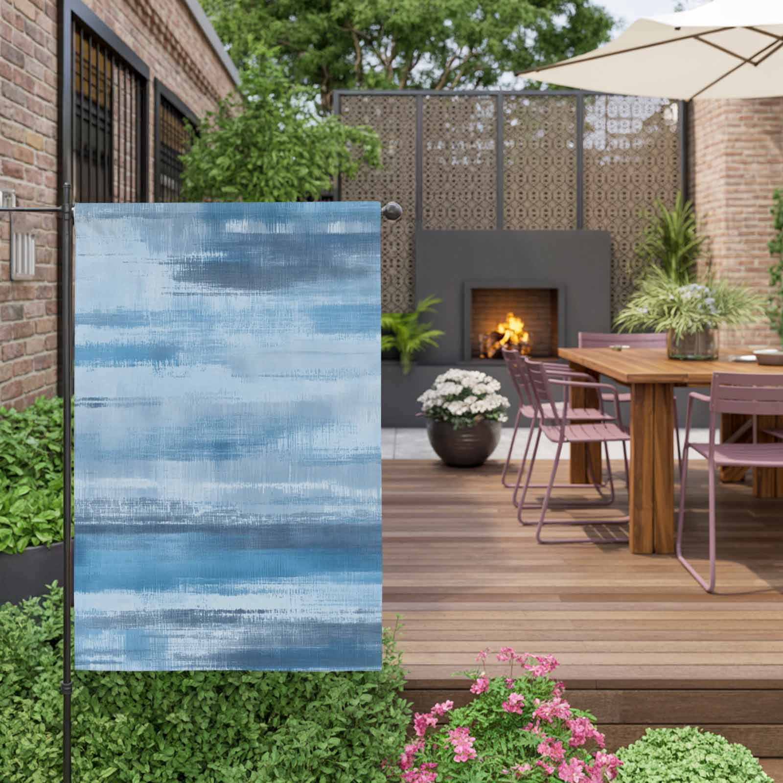 Light Blue Paint House Flag 28 x 40 Inches, Watercolor Abstract Blue Stripes Weather Proof Outdoor Patio Flags Double Sided Small House Decoration for Yard Lawn Outside Home