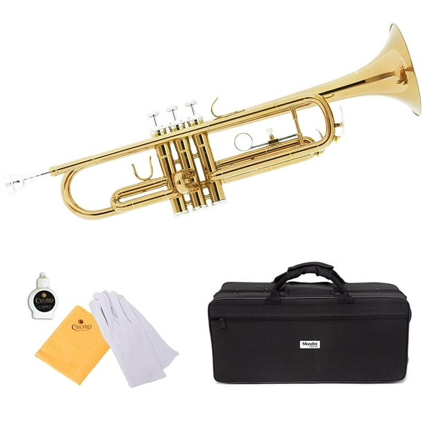 Mendini by Cecilio MTTL Gold Lacquer Brass Bb Trumpet with Durable