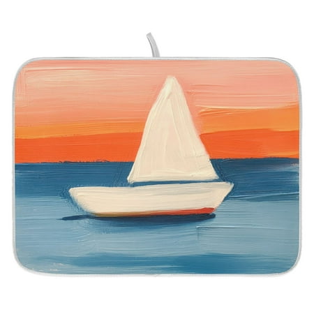 

Sailboat Dish Drying Mat for Kitchen Quick Drying Absorbent Soft Durable 18 x 24