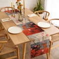 thumbnail image 3 of Plum Blossom Table Runner - 108 Inch Long, Kitchen Dining Table Runner Dresser Scarves, Retro Flowers Country Nostalgic Farmhouse Decor for Coffee Tables Wedding Party Banquet, 3 of 8
