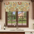 thumbnail image 6 of Gray Green Boho Floral Curtain Valances for Windows, Kitchen Valance Window Treatments Panel 2 Pack, Vintage Abstract Art Ethnic Flowers Rod Pocket Short Curtains for Bathroom Bedroom 42 x 12 Inch, 6 of 8