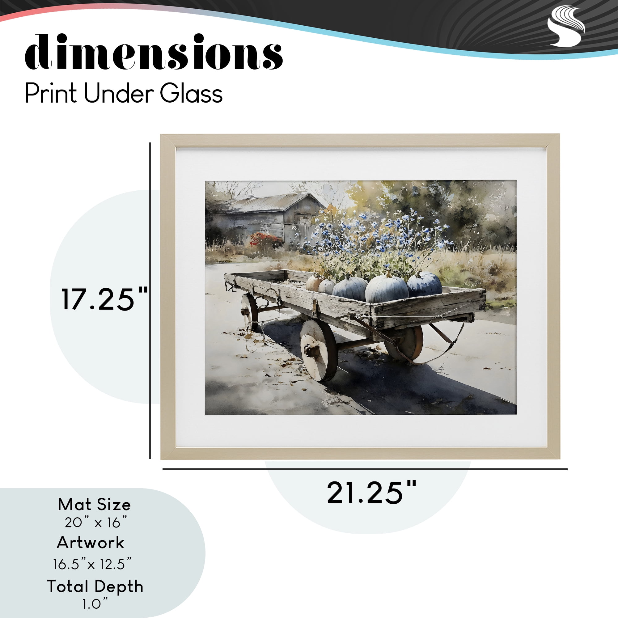 Stupell Industries Blue Pumpkin Wagon in Sunlight Birch Framed Print Under Glass, design by Franklyn Gregory