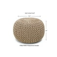 thumbnail image 3 of REDEARTH Round Pouf Ottoman - Hand Knitted Cable Boho Poof Home Décor Pouffe Circular Footrest for Living Room - Bedroom - Lounge - 100% Cotton (19.5"x19.5"x14") - Beige Ivory, 3 of 5
