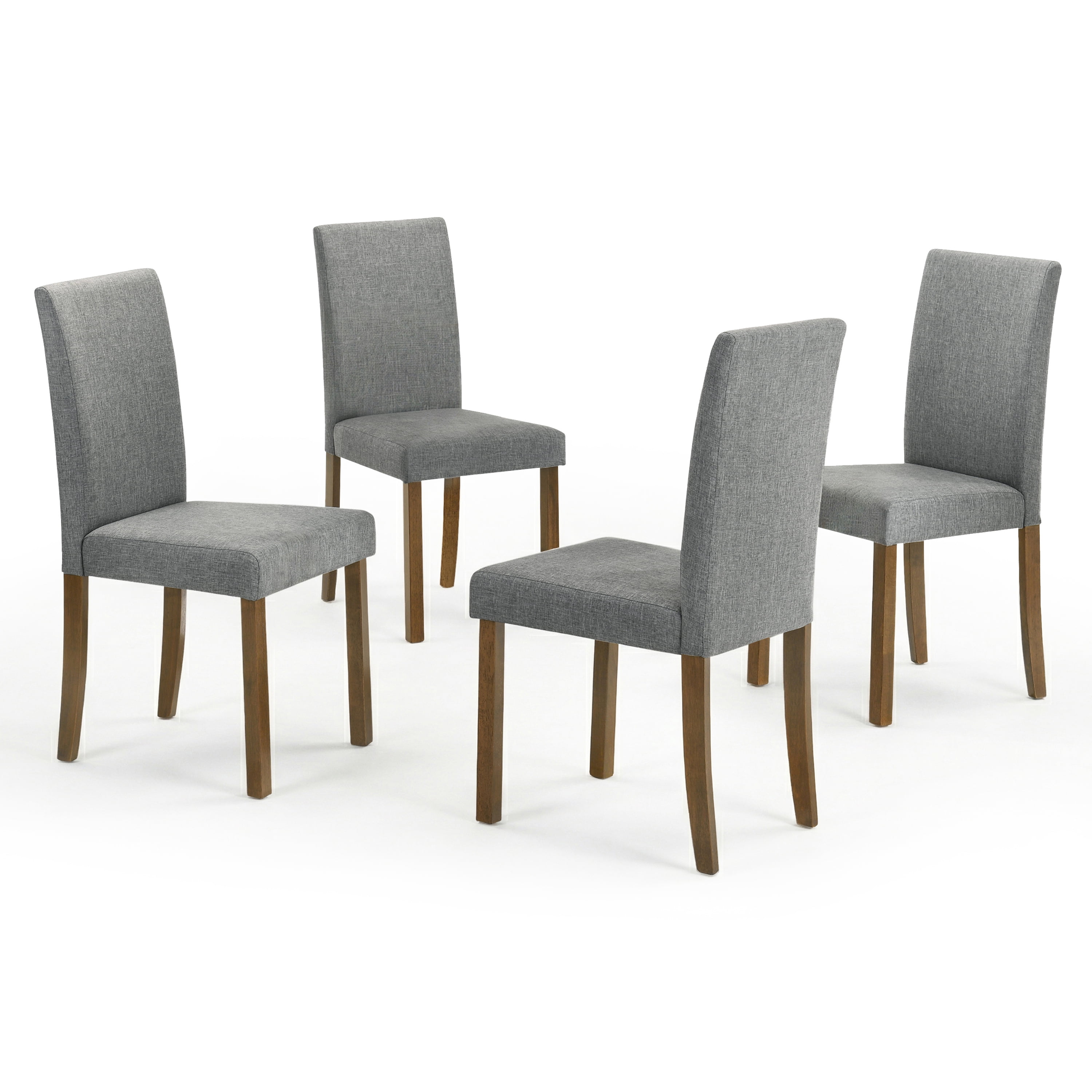 Furniture of America Risso Modern Fabric Upholstered High Back Dining Side Chairs, Medium Oak (Set of 4)