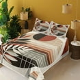 thumbnail image 2 of Ambesonne Monstera Fitted & Top Sheet Set with Shams, Abstract Mid Century Leaf, Redbrown Dusk Black, 2 of 5