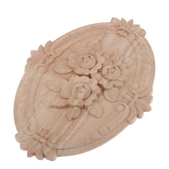 Unpainted Wood Applique Onlay European Furniture Decorations Crafts - Wood, 30x22cm