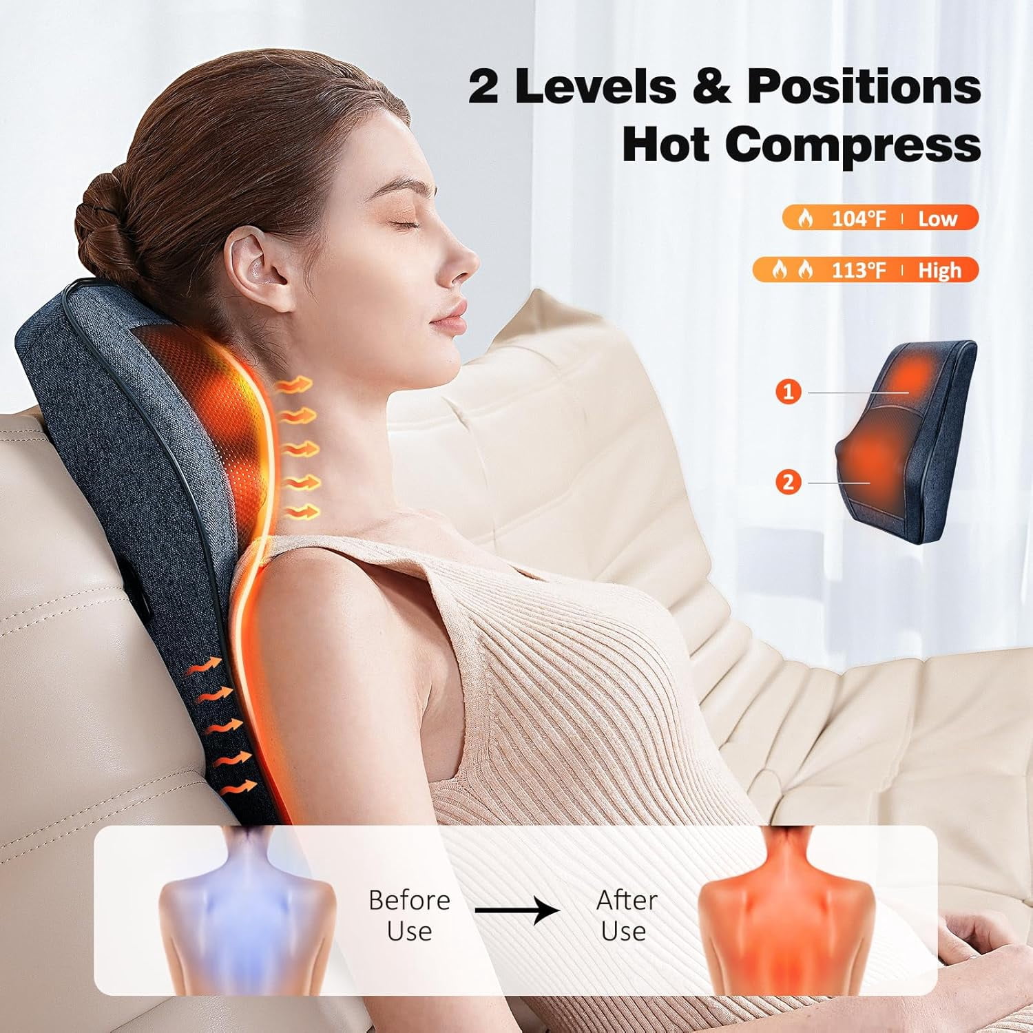 COSYSKY Back Massager with Heat 3D Kneading Shiatsu Back Neck Massager, Black