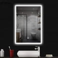 thumbnail image 1 of Wall Mounted Bathroom Mirror, LED Lighted Makeup Vanity Mirror Touch Sensor 3-Color Dimmer Light 28x20 inch, 1 of 6