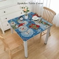 thumbnail image 2 of nygtbtfer Blue Christmas Print Vinyl Flannel Backed Tablecloth, Winter Snowmen Tablecloth White, 2 of 7