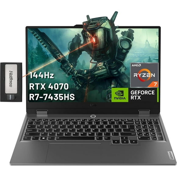 Lenovo LOQ 15.6" 144Hz FHD Gaming Laptop, AMD Ryzen 7-7435HS, NVIDIA GeForce RTX 4070, 32GB DDR5, 2TB PCIe SSD, Backlit Keyboard, Webcam, Wi-Fi 6, Win 11 Home, Grey, 256GB Docking Station Set