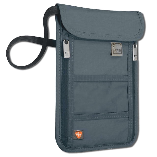Cartera de viaje Lewis N. Clark Stash Neck con bloqueo RFID, color carbón