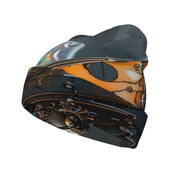Pofeuu Steampunk Mechanical Butterfly Print Beanie Hat for Men Women Knit Winter Hat Warm Cuffed Skull Beanie Slouchy Soft Unisex
