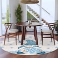 thumbnail image 4 of Blue Gnomes Christmas Round Area Rug 5 FT, Non Slip Bedroom Area Rug, Blue Xmas Snowflake Winter Rustic Washable Soft Circular Carpet Floor Mat for Kitchen Dining Room Foyer Balcony Dorm, 4 of 9