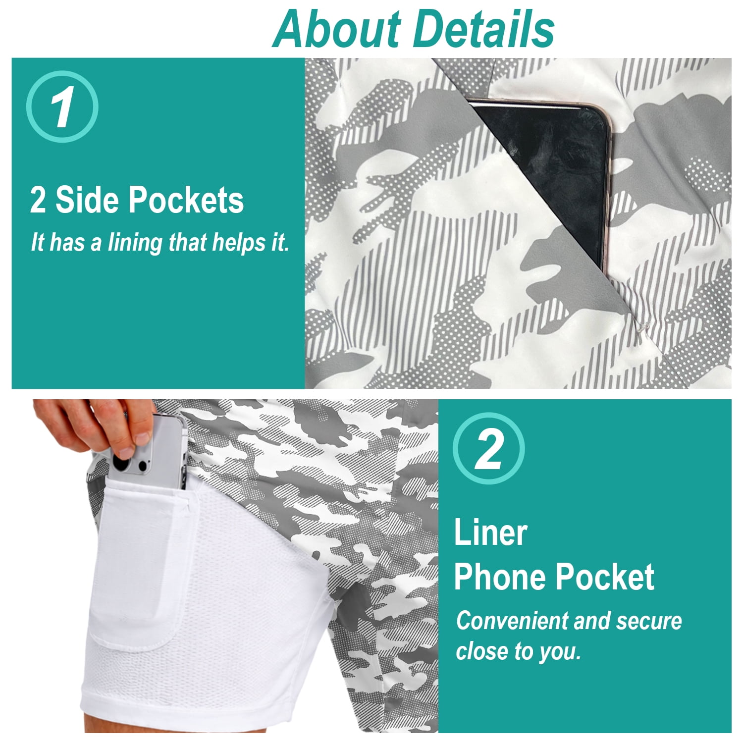 MINOUVA 2-in-1 Swim Trunks Compression Liner Quick-Dry Stretch Fabric Swimwear Bottoms Men's
