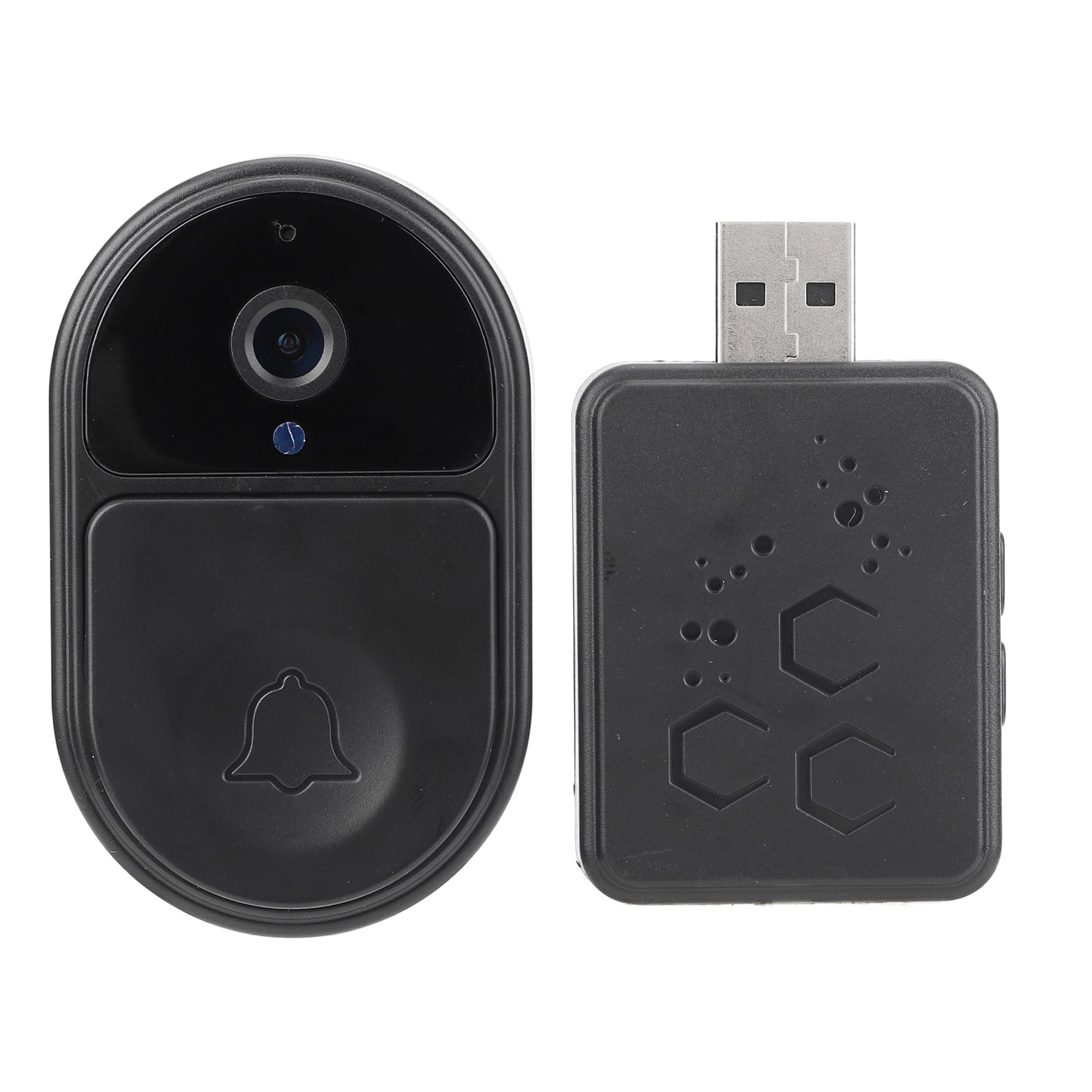 Doorbell Camera, WiFi Video Doorbell Camera Mobile Phone Remote Control With Ding Dong Receiver for Front Door Black