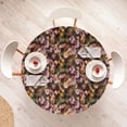 thumbnail image 4 of Ambesonne Floral Fitted Round Tablecloth, Flowers Flourishing Spring, 45"- 56" Diameter, Pale Orange Mauve and Green, 4 of 5