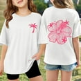 thumbnail image 2 of MIXUE Juniors Girls Tops & T-Shirts Summer Floral Print Round Neck Short Sleeve Casual Comfortable Pullover Tee Shirts Streetwear,White,13-14 Years, 2 of 6