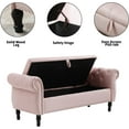 thumbnail image 4 of Storage Bench for Bedroom End of Bed Zarler Rolled Armed Velvet Ottoman Couch Long Bench Bedroom Bench with Storage, Pink, 4 of 8