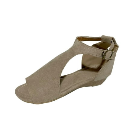 CHOII 50% Clearance Women s Solid Color Wedge Thong Sandals Women Sandals Girls Flat Bohemian Style Casual Sandals Slippers Beach Shoes Ankle Strap Sandals Comfort Sandals Gray/8