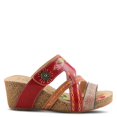 thumbnail image 5 of L'Artiste by Spring Step Women's Swan Slide Sandals Hand Painted Leather, Adjustable Straps, Floral Design, Wedge Heel, Hook & Loop, Open Toe, 5 of 7