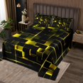 thumbnail image 1 of YST Geometric Neon Square Quilt Set, Stereoscopic Geometry Bedspread Set Queen Size Yellow Black Neon Lights Coverlet Set Modern Abstract Grid Bed Set For Kids Teens Adult Women Bedroom, 1 of 3