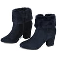 thumbnail image 1 of Unique Bargains Women's Faux Fur Block Heel Round Toe Ankle Boots, 1 of 7