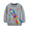 thumbnail image 2 of Spazoro Toddler Boys Sweatshirts, Casual Long Sleeve Rocket Print Round Neck Tops for Child Kids Boys Gray Size 2T, 2 of 6