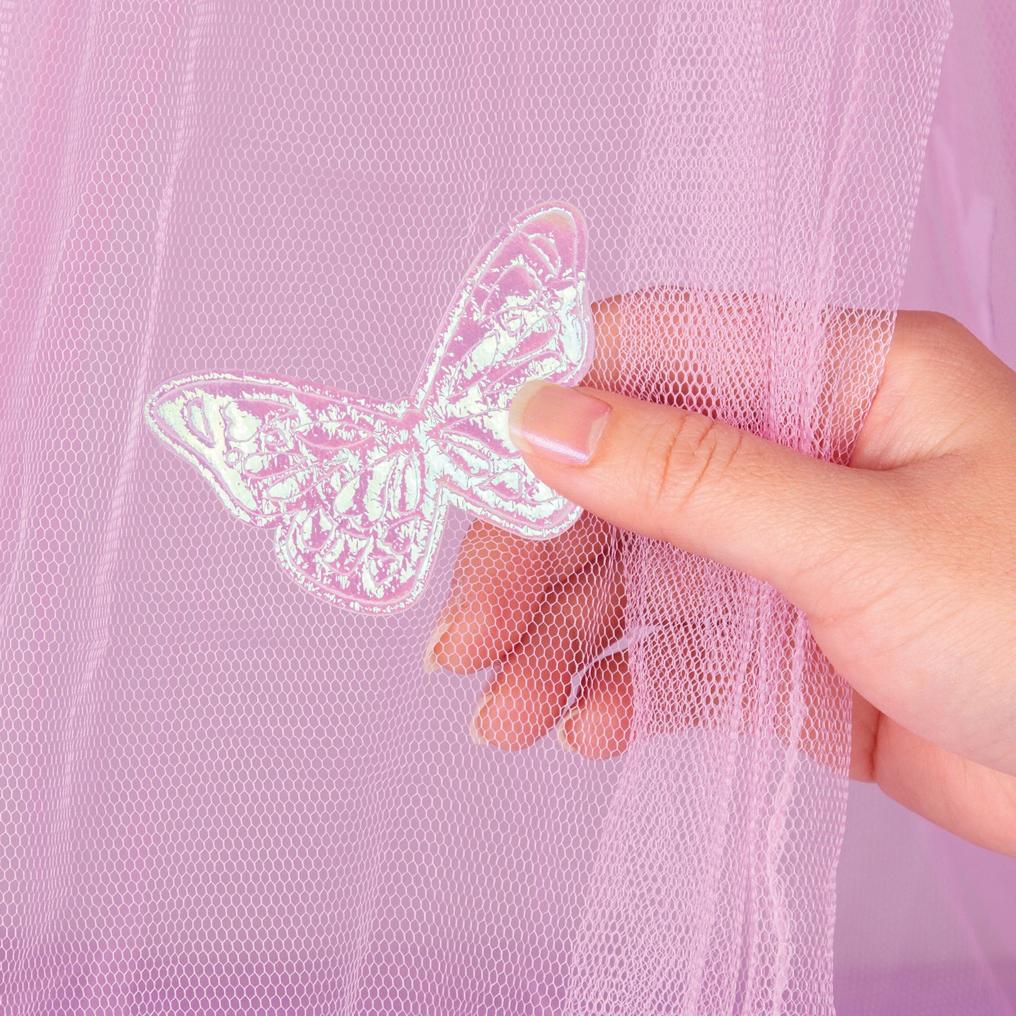 Three Cheers for Girls: Butterfly Ombre Bed Canopy - Pink & Purple Shimmering Butterflies, Bedroom Accessory, Fits Twin/Full/Queen, Kids Ages 6+
