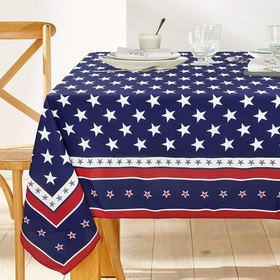 4th of July Tablecloth 60 x 120 inch Memorial Day Patriotic Table Cloths Waterproof American Flag Table Cloth for Rectangle Table