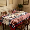 thumbnail image 4 of Cififendec 4th of July Tablecloth, 78.74"×55.12", Red White Blue Stripe & Star Block Print, Rectangular Decorative Cover for Independence Day BBQs and 250th Anniversary Celebrations, 4 of 5