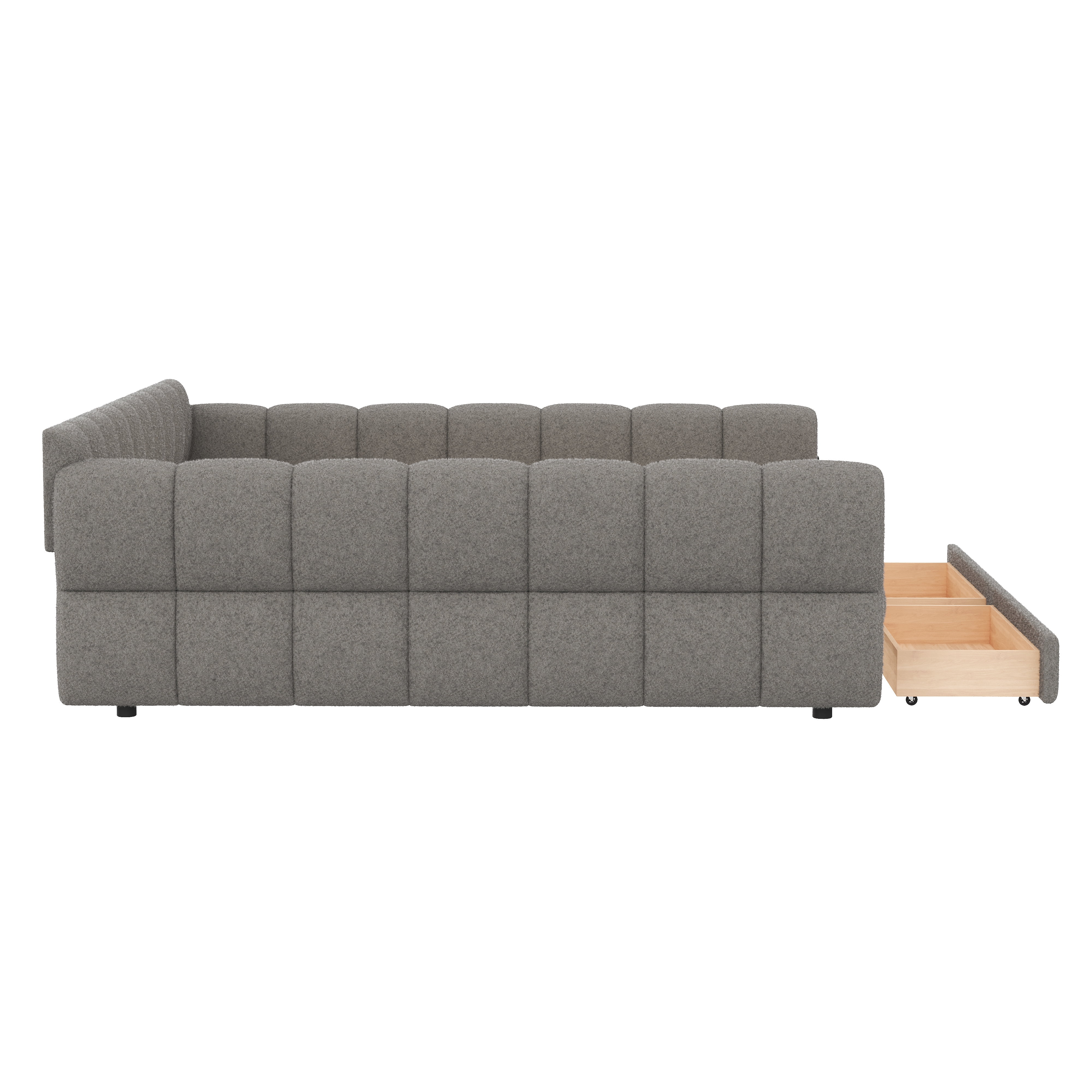 Euroco Upholstered King Size Platform Bed with Drawers and USB Ports, Gray