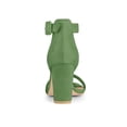 thumbnail image 3 of BLISSFUL STEP Women's Shoes Ankle Strap Block Heel Buckle Open Toe Sandals Olive Green 11, 3 of 8