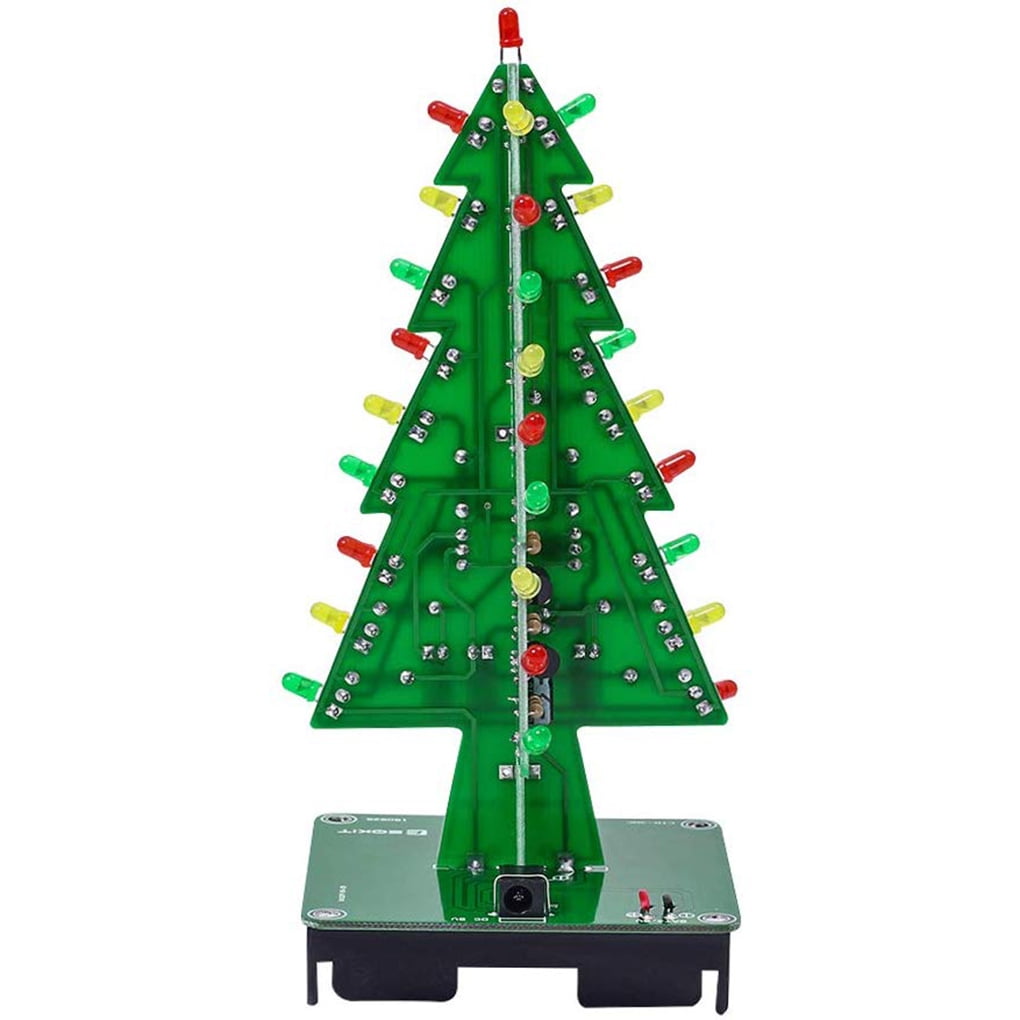 Justhard DIY Christmas Tree LED Flash Kit 3D Electronic Learning Set 3 Color Flashing LED PCB