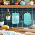 thumbnail image 2 of KitchenAid Gingham Pot Holder 2-Pack Set, Aqua Sky, 7"x10", 2 of 7