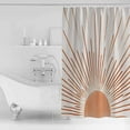 thumbnail image 4 of Extra Long Shower Curtain 72x84 Inch, Orange Sunshine Shower Curtain Waterproof Bathroom Decor Lines Retro Abstract Middle Century Fabric Bath Curtain Set Accessories with Hooks, 4 of 6