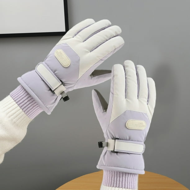 Guantes de esquí táctiles de dedos completos, cálidos, con forro polar, impermeables y resistentes Rkxzt