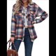 thumbnail image 1 of Camisas A Cuadros para Mujer, de Larga, con Botones, Estilo Babydoll, Peplum, Blusas Informales Extragrandes con Bolsillos Naranja M, 1 of 10